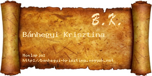 Bánhegyi Krisztina névjegykártya
